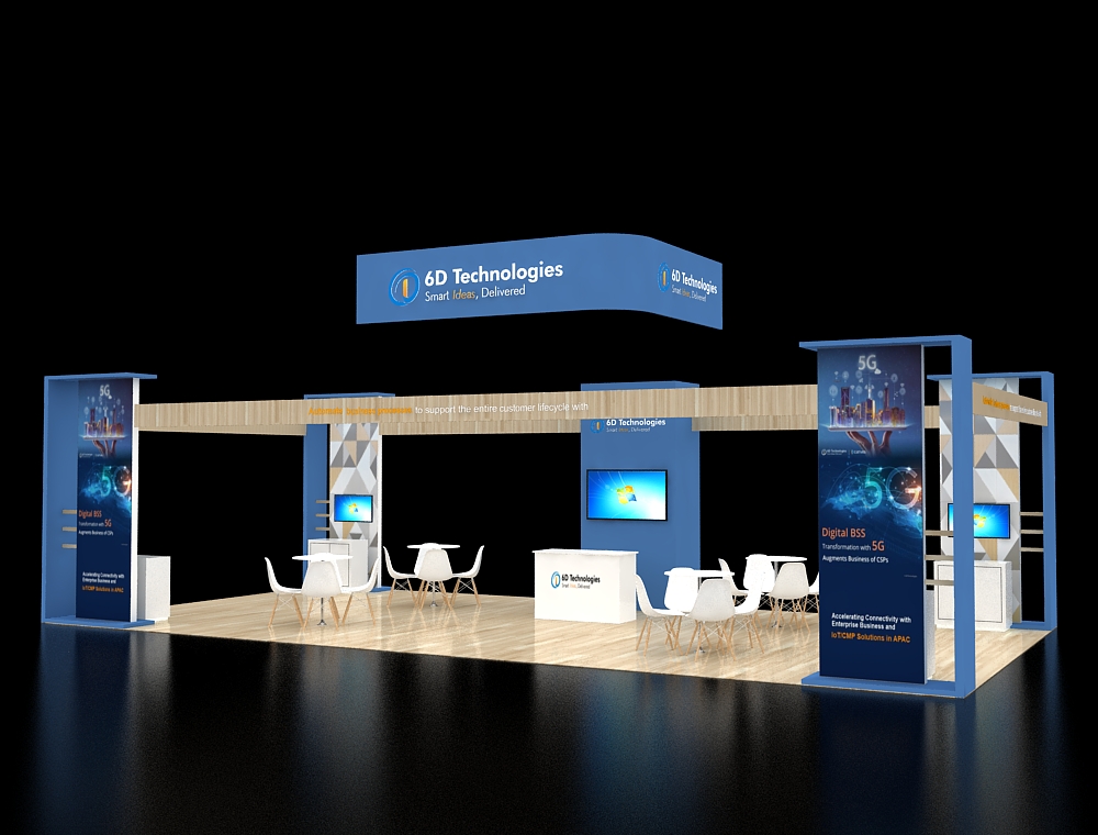 Large 20x40 booth with interactive displays