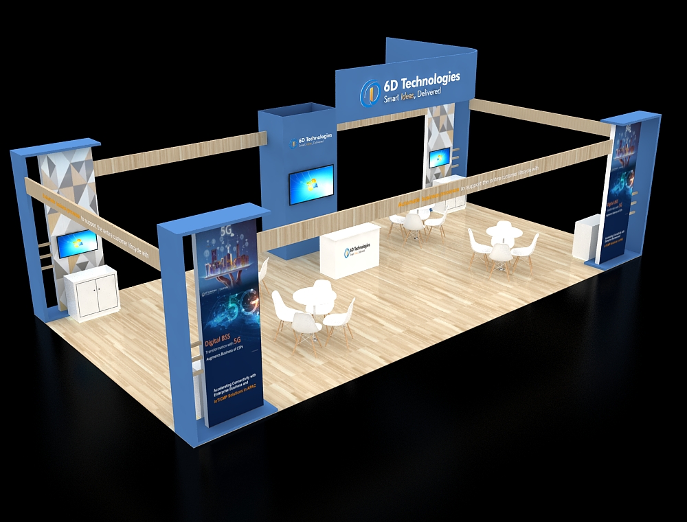Large 20x40 booth with interactive displays