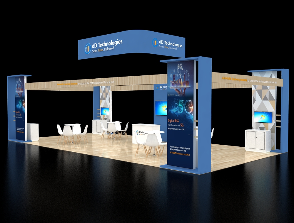 Large 20x40 booth with interactive displays