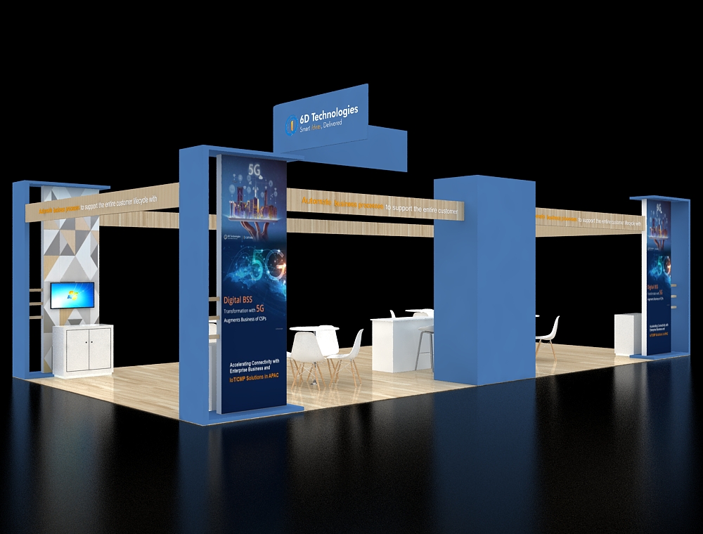 Large 20x40 booth with interactive displays