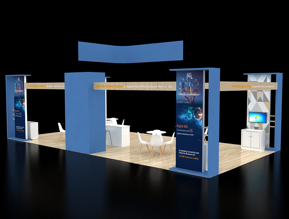 Large 20x40 booth with interactive displays