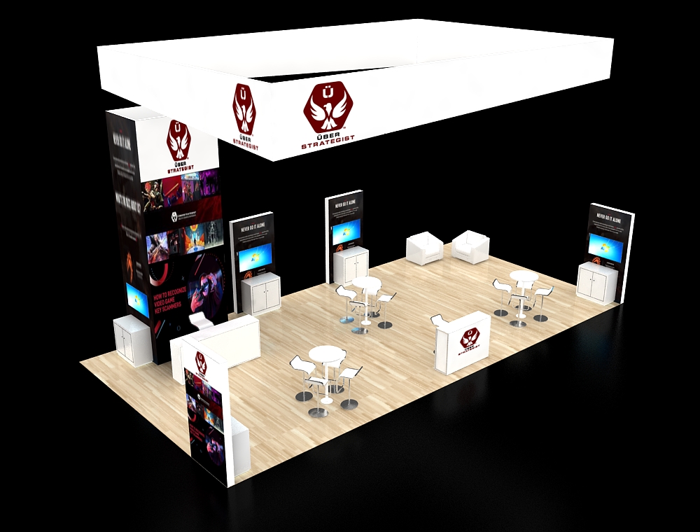 Innovative 20x40 booth design with products