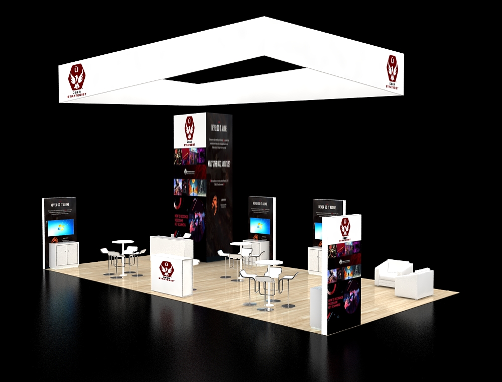 Innovative 20x40 booth design with products