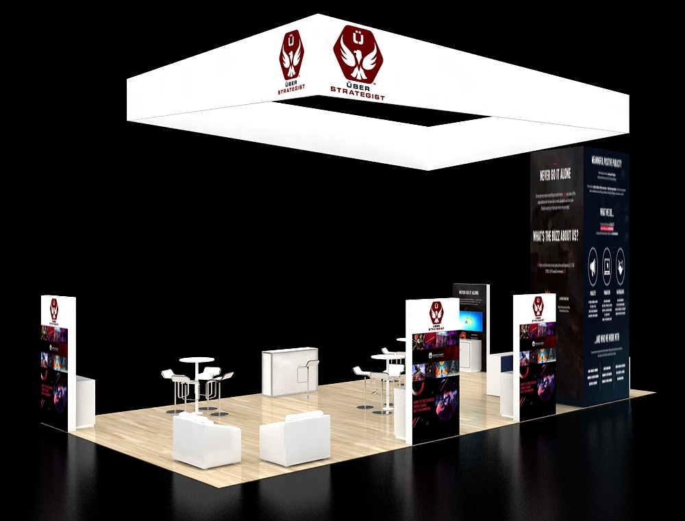 Innovative 20x40 booth design with products