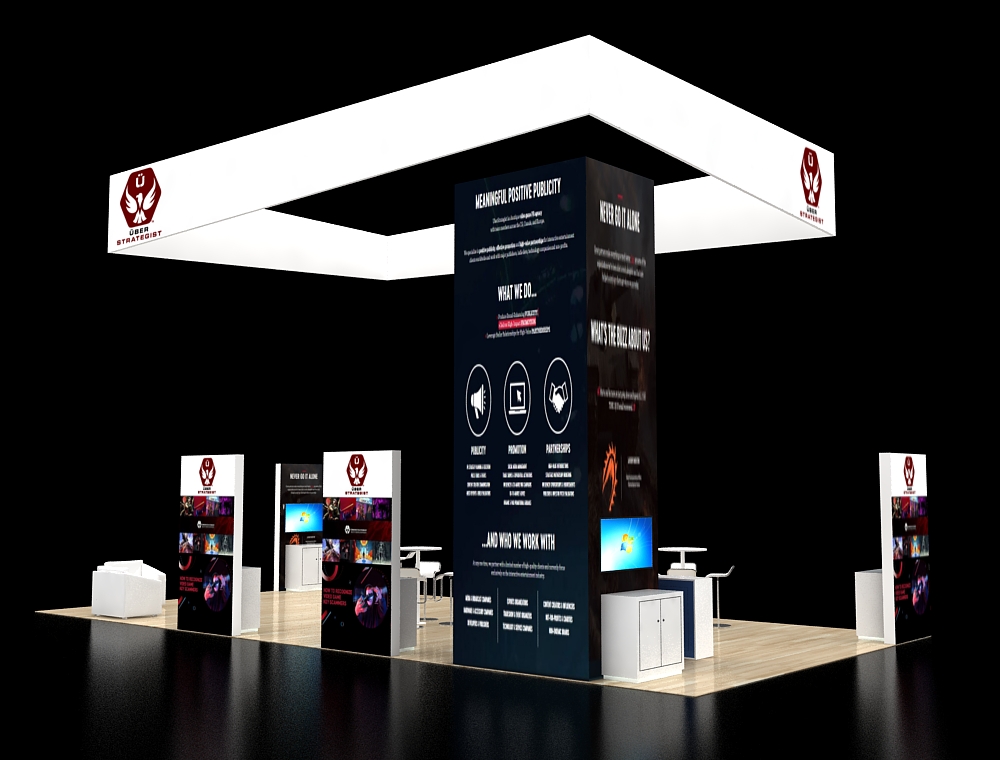 Innovative 20x40 booth design with products