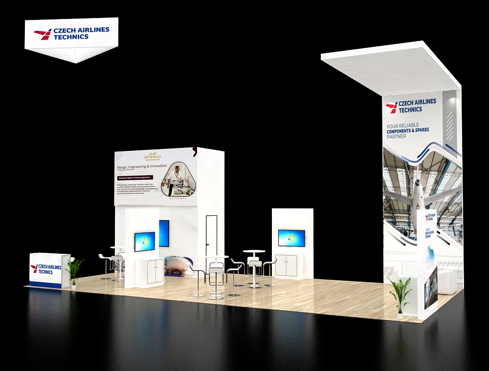 20x40 exhibit booth with branding materials