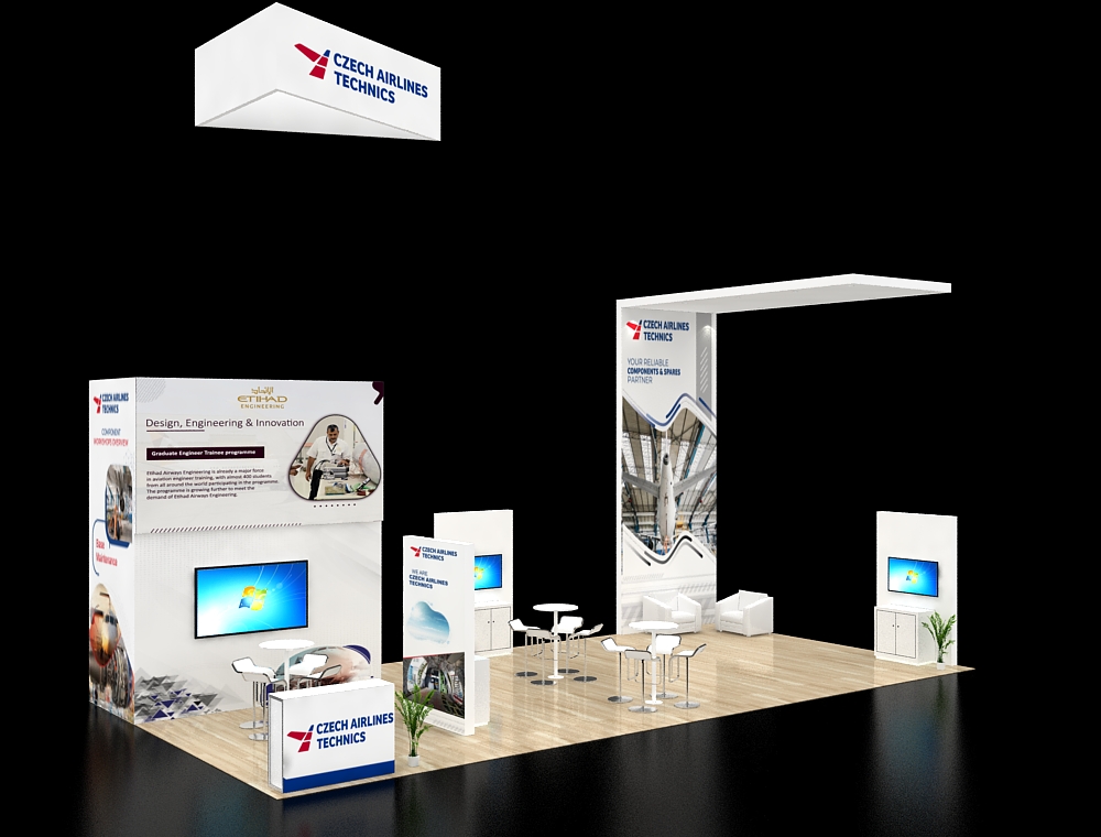 20x40 exhibit booth with branding materials