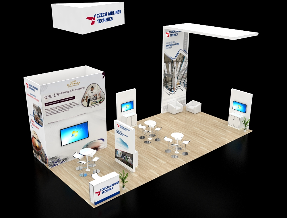 20x40 exhibit booth with branding materials