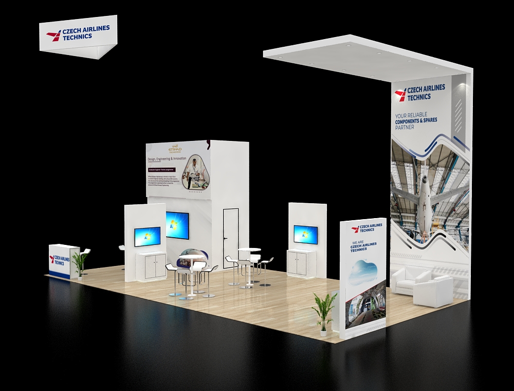 20x40 exhibit booth with branding materials