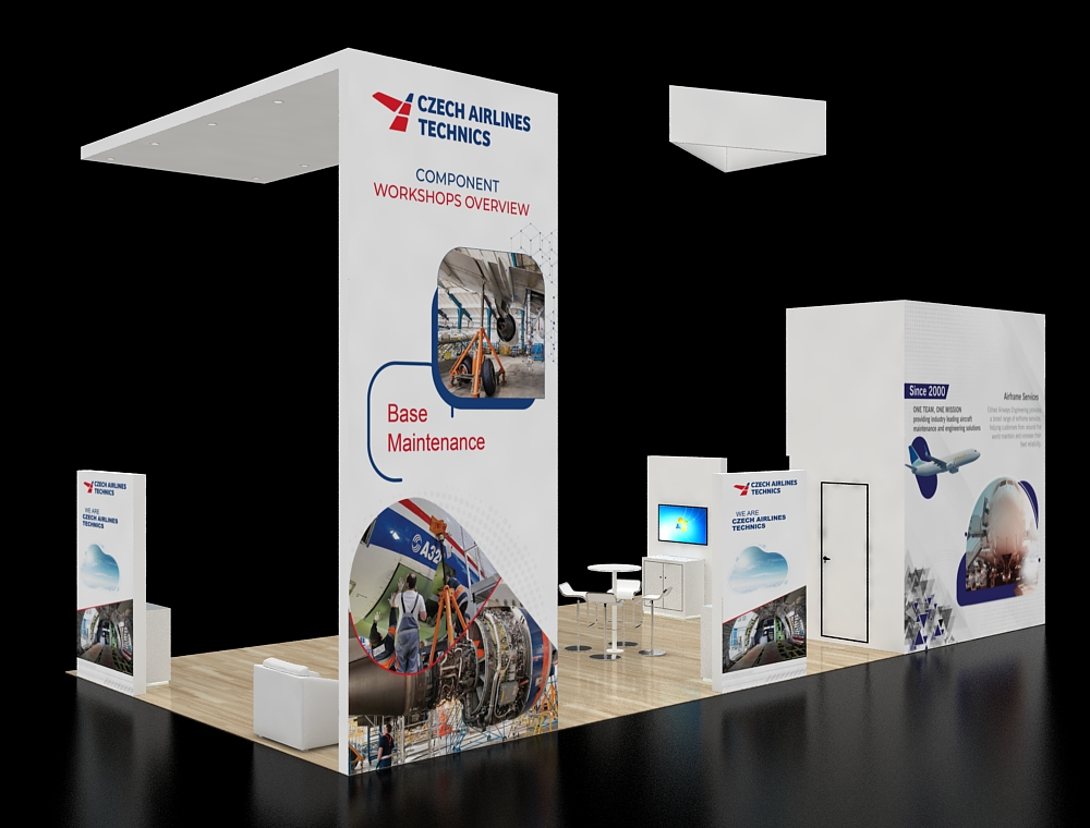 20x40 exhibit booth with branding materials