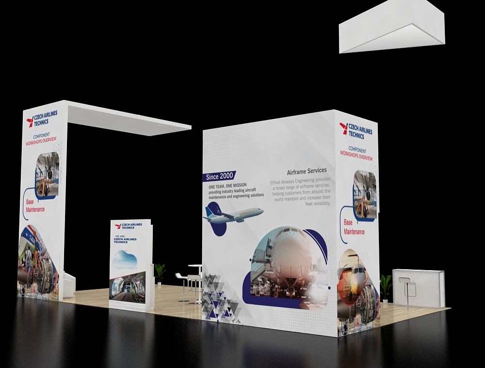 20x40 exhibit booth with branding materials