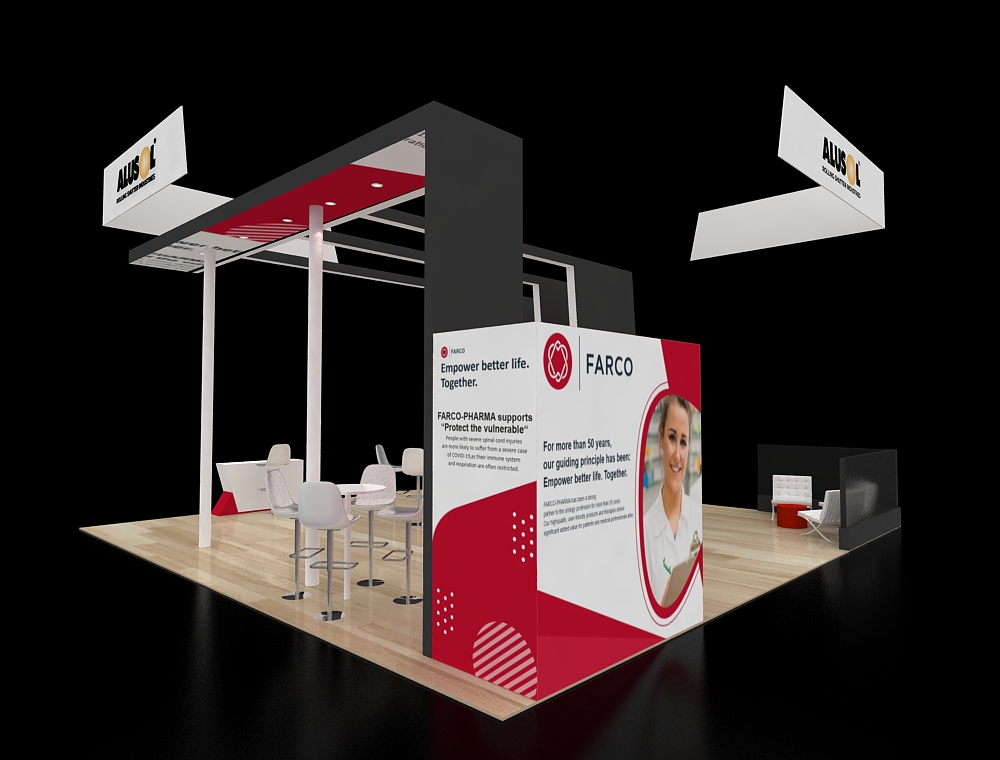 Exhibit booth 30x30 with open floor layout