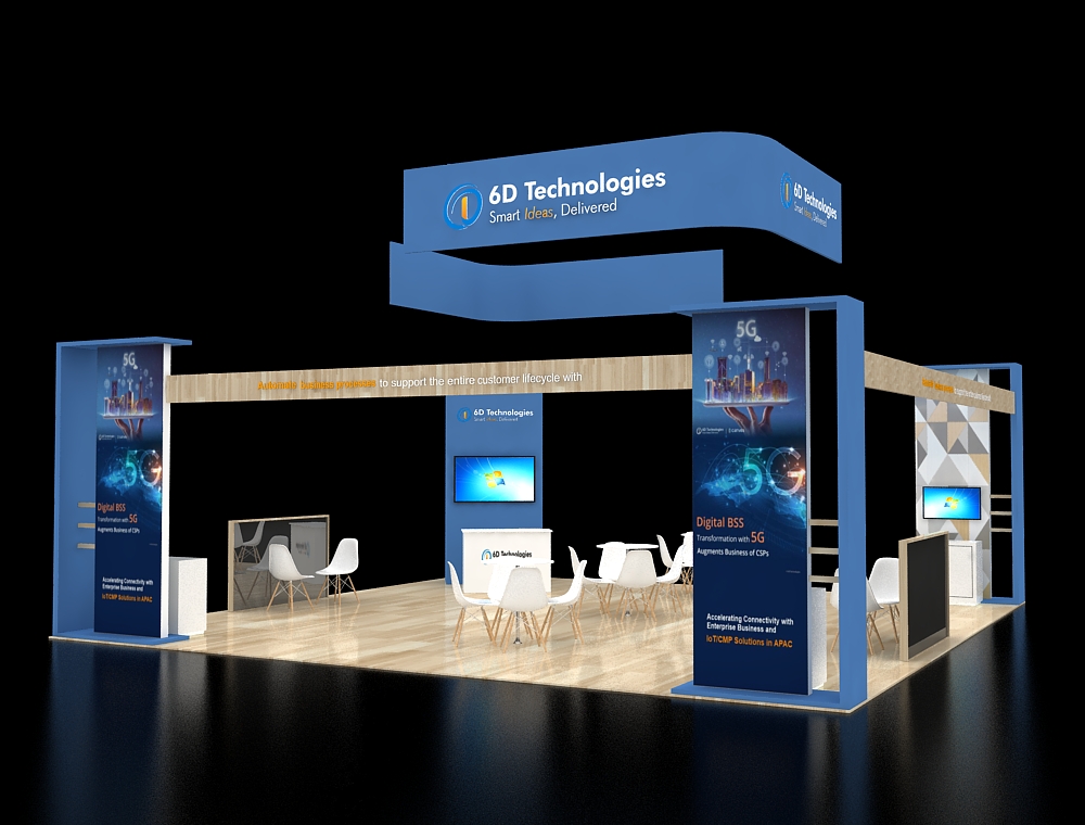 Trade show 20x30 booth with LED signage