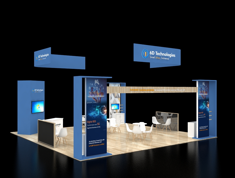 Trade show 20x30 booth with LED signage