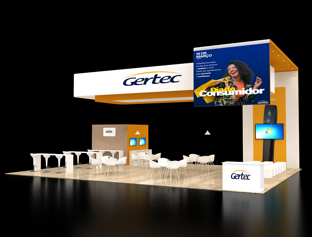 Spacious 30x40 booth with LED displays