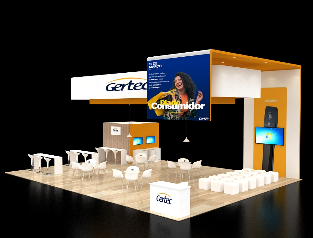 Spacious 30x40 booth with LED displays