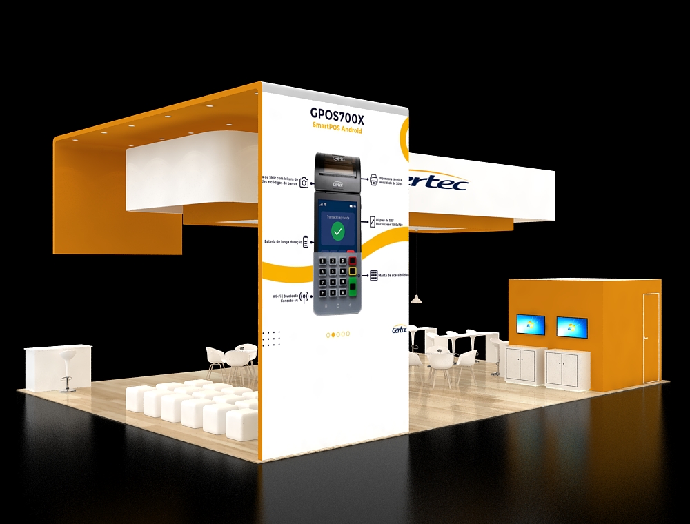 Spacious 30x40 booth with LED displays