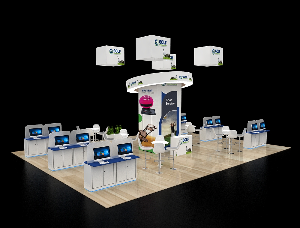 30x40 trade show booth with branding walls