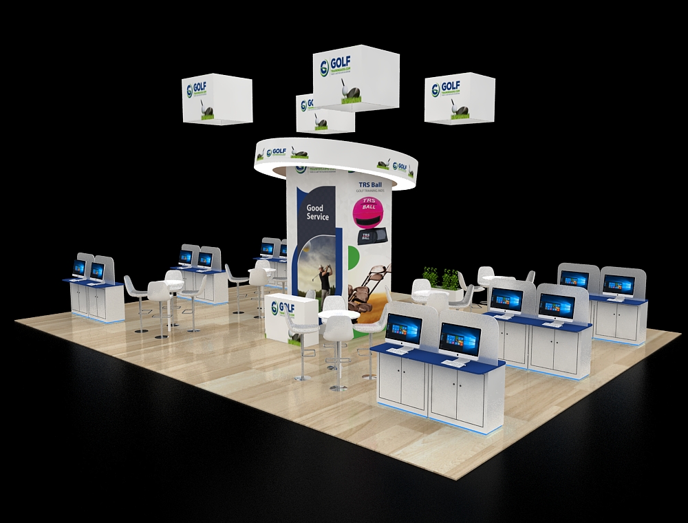 30x40 trade show booth with branding walls