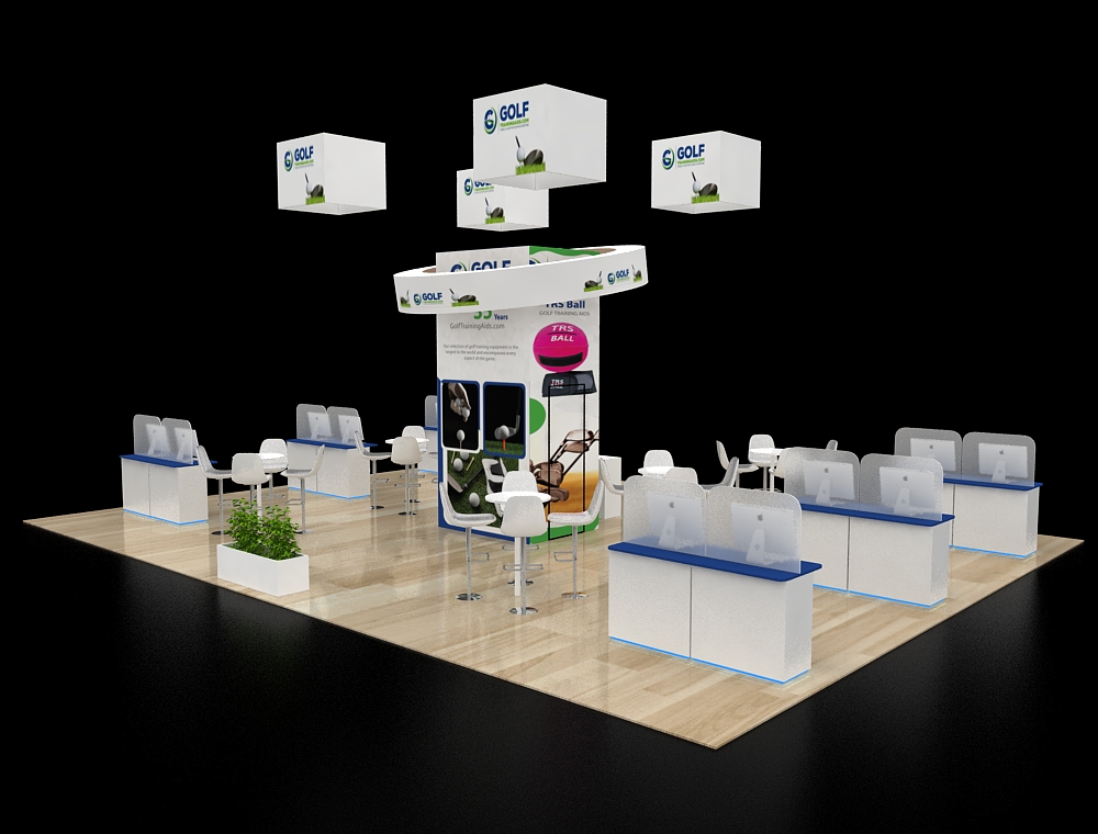 30x40 trade show booth with branding walls