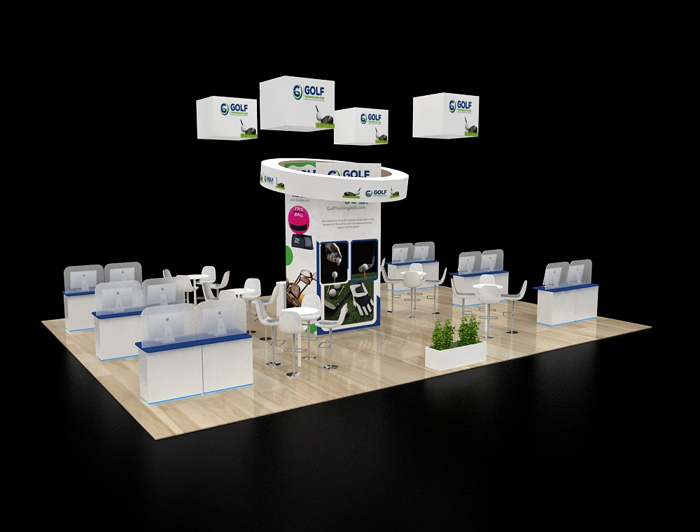 30x40 trade show booth with branding walls