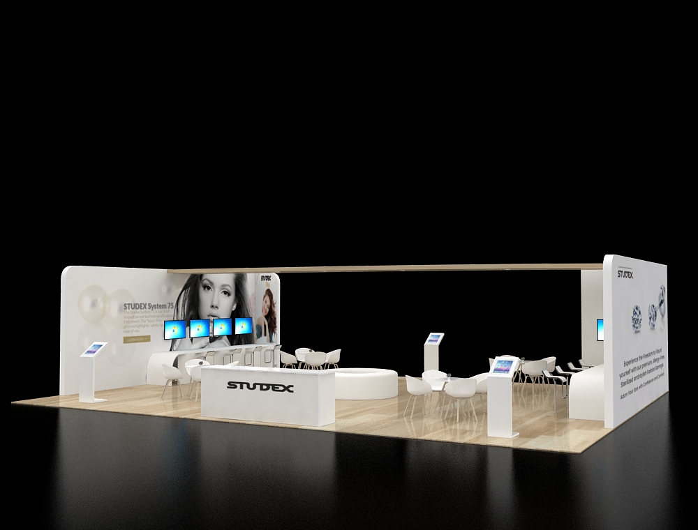 Eye-catching booth with branded signage