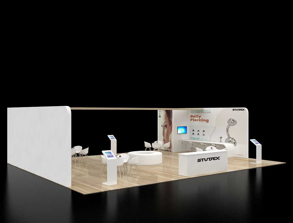 Eye-catching booth with branded signage