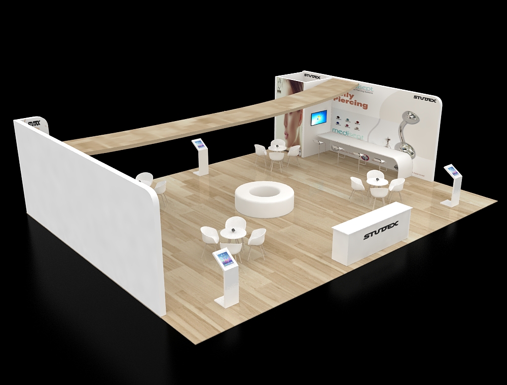 Eye-catching booth with branded signage