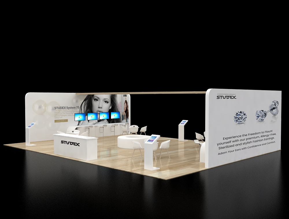 Eye-catching booth with branded signage