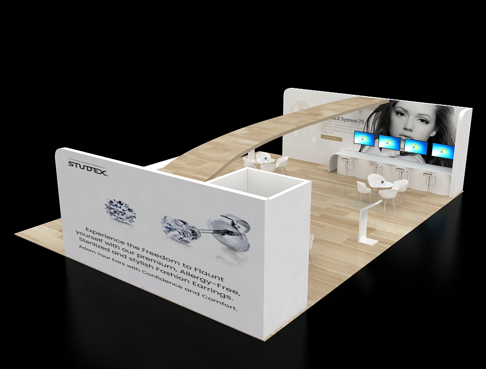 Eye-catching booth with branded signage