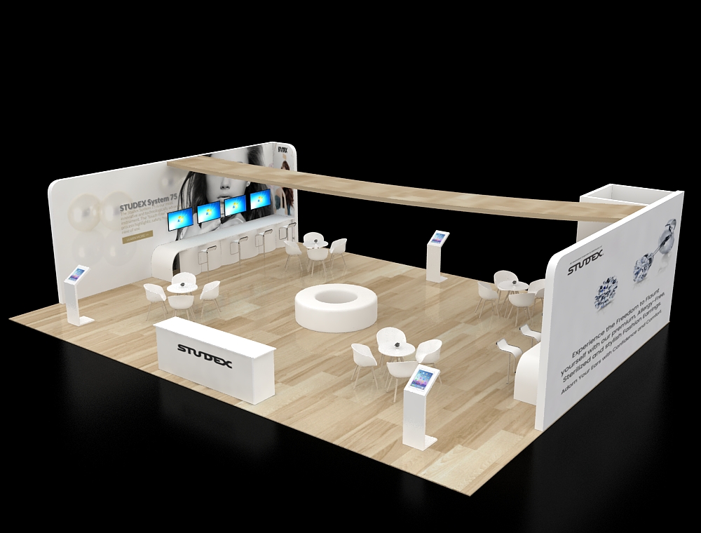 Eye-catching booth with branded signage