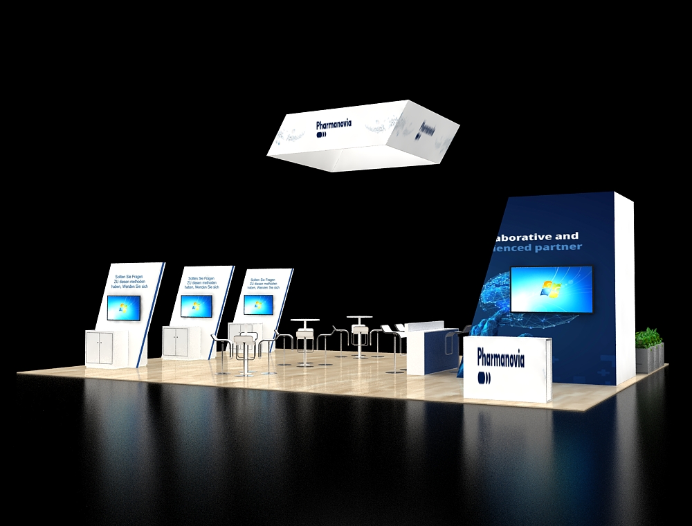 Booth with decorative elements and lighting