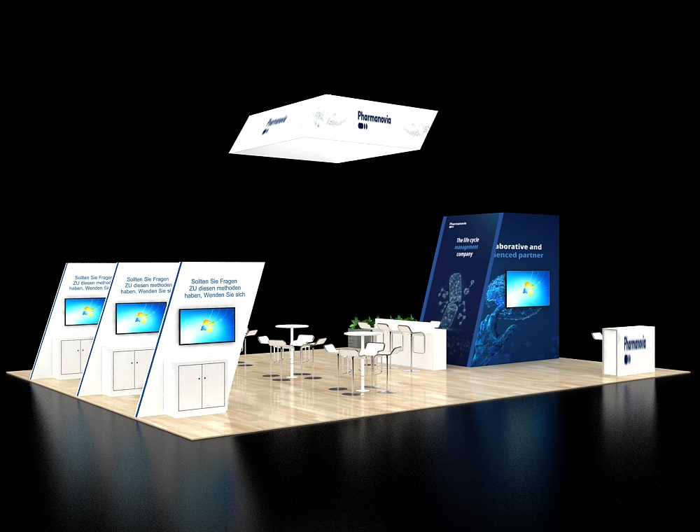 Booth with decorative elements and lighting