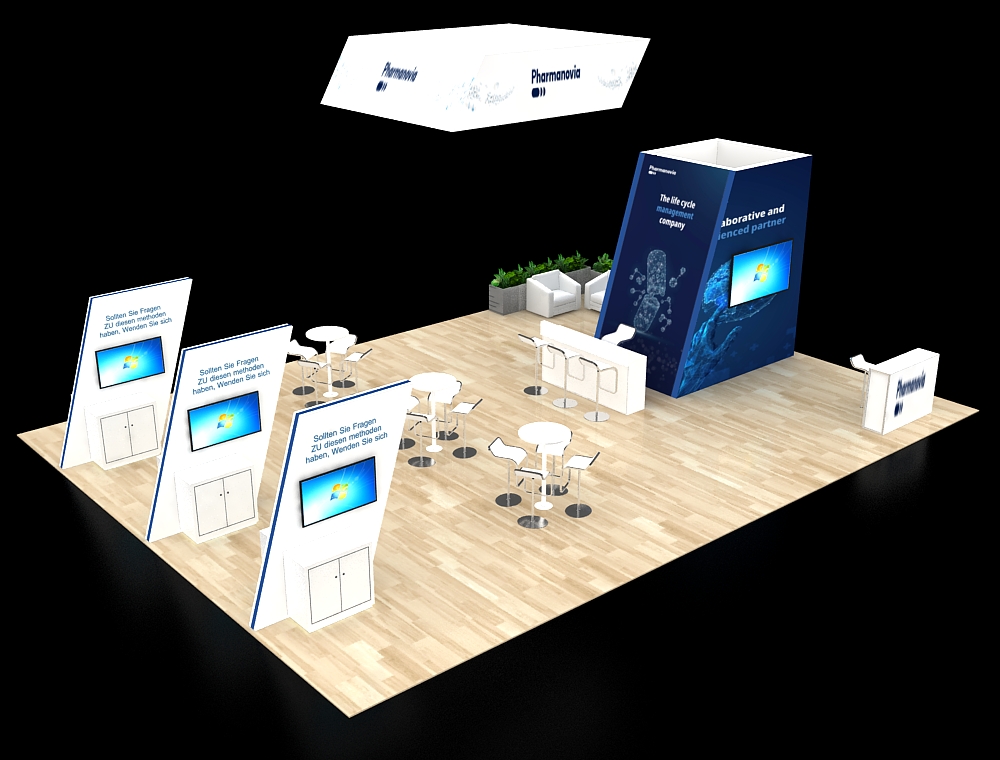 Booth with decorative elements and lighting