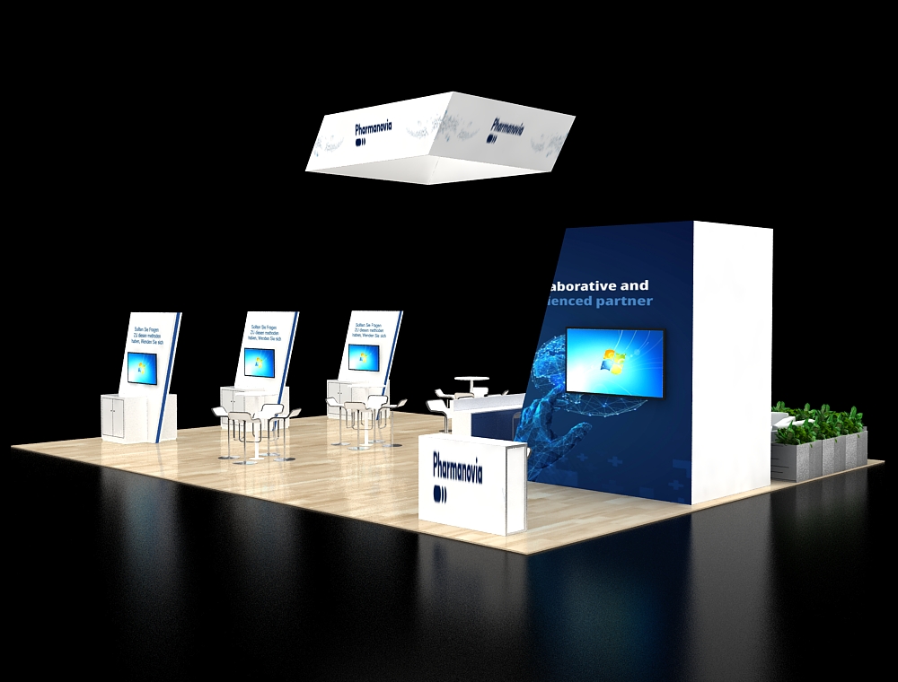 Booth with decorative elements and lighting