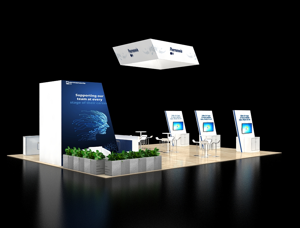 Booth with decorative elements and lighting