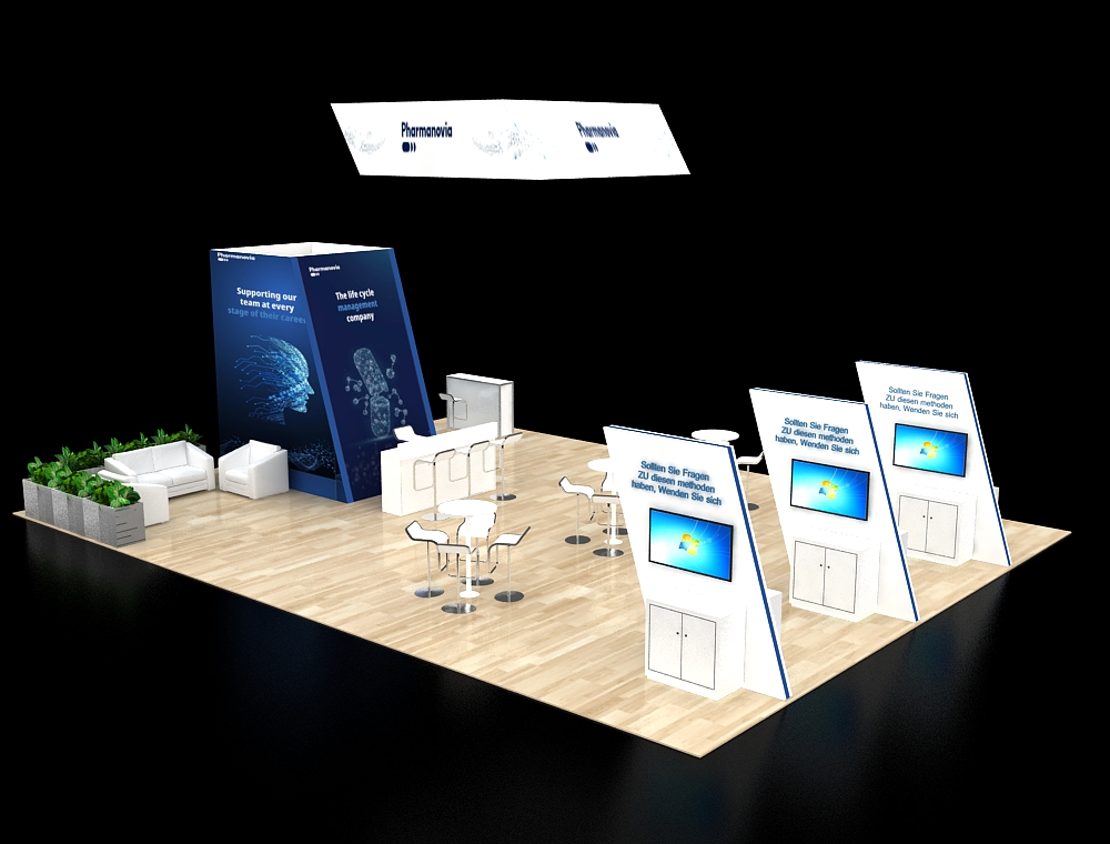 Booth with decorative elements and lighting