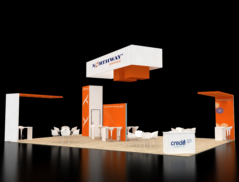 Modern 30x40 booth with branded visuals