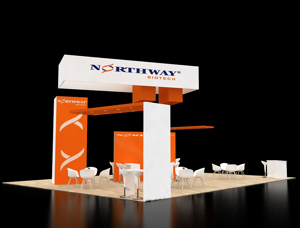 Modern 30x40 booth with branded visuals