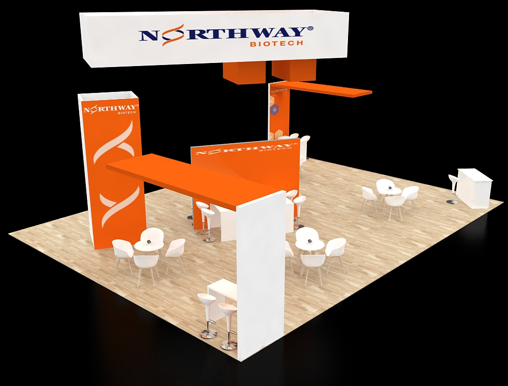 Modern 30x40 booth with branded visuals