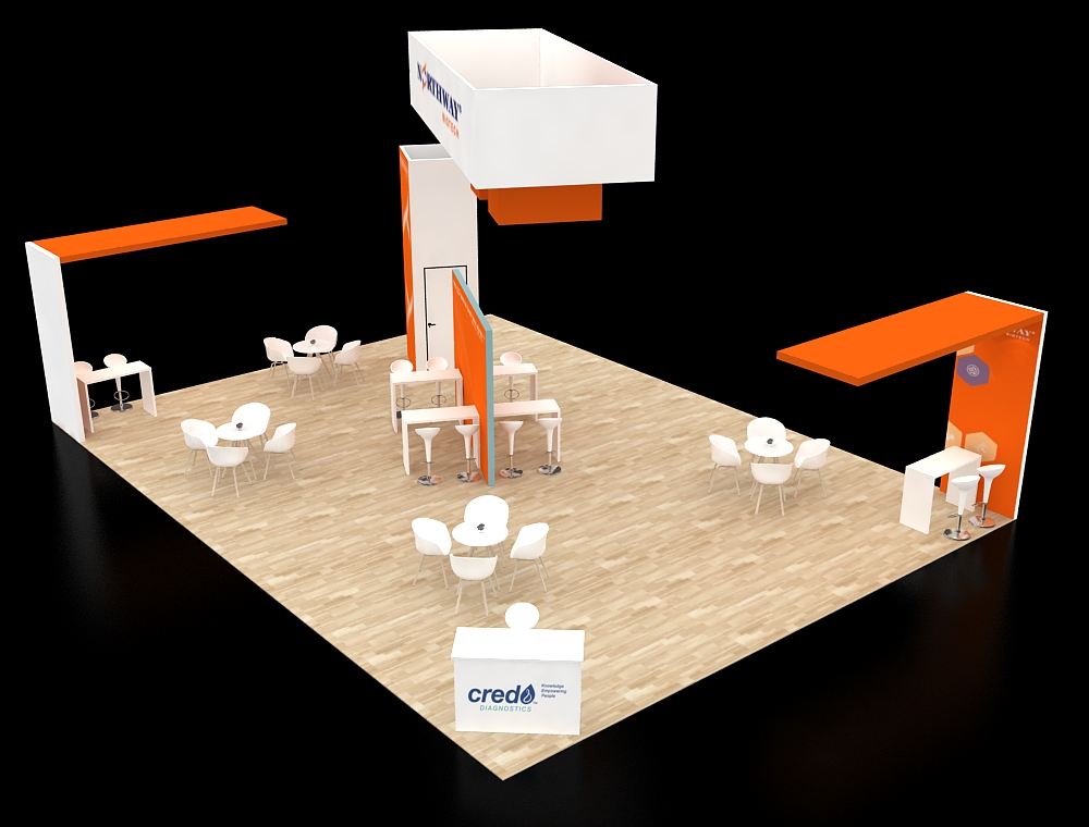 Modern 30x40 booth with branded visuals