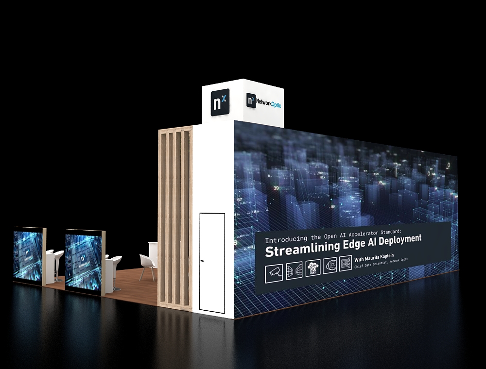 Booth featuring elevated display platforms