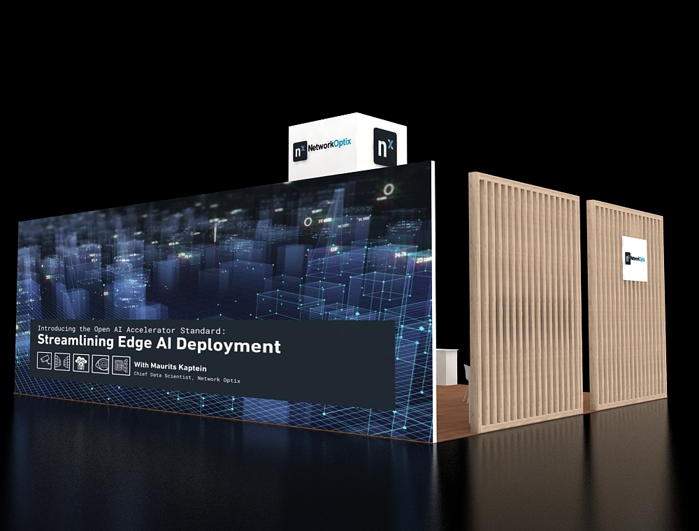 Booth featuring elevated display platforms