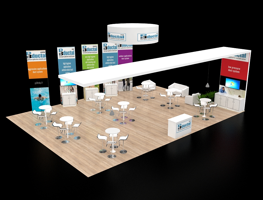 Spacious exhibit with interactive demo stations