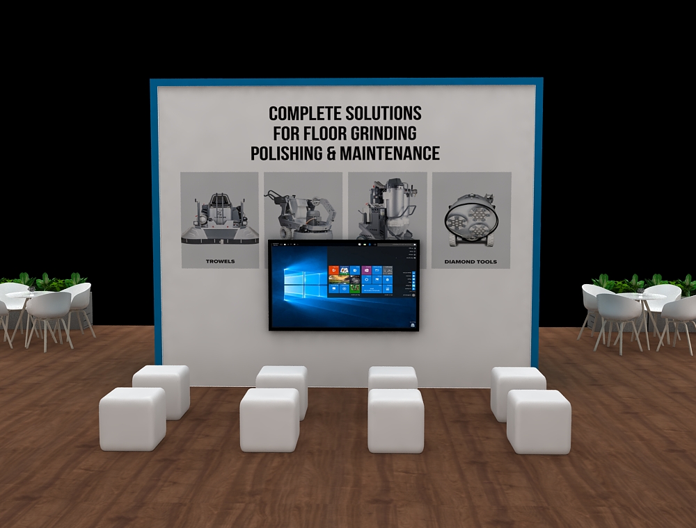 Exhibit 40x40 with dual counters and LED signage