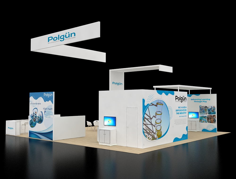 Trade show 40x40 exhibit with demo stations