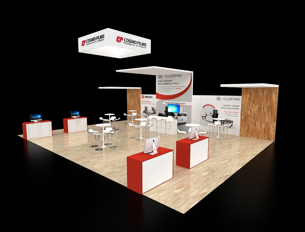 Large exhibition booth with meeting area