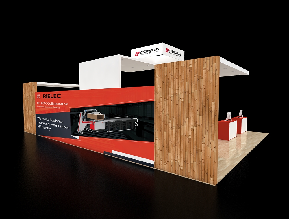 Large exhibition booth with meeting area