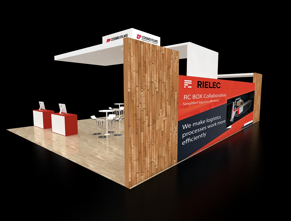 Large exhibition booth with meeting area