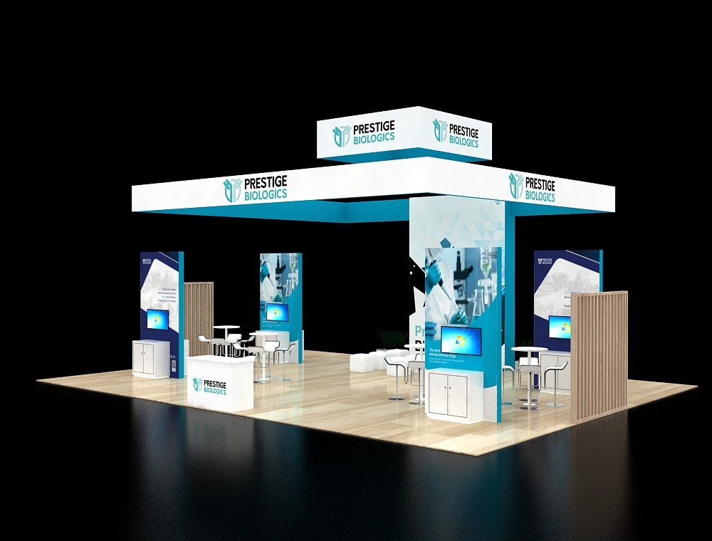 Custom booth with unique lighting elements